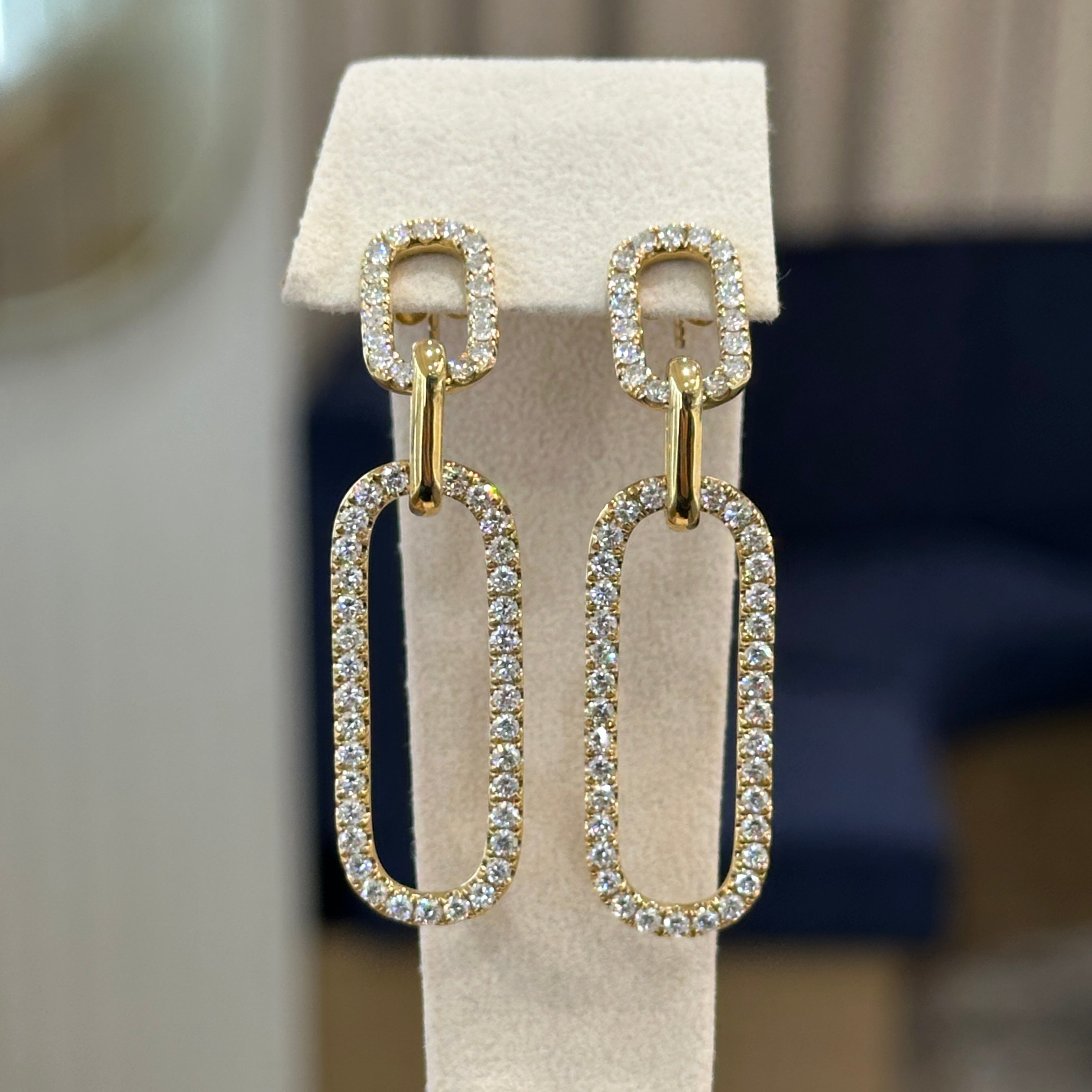 Claw Set Paperclip Diamond Drop Earrings