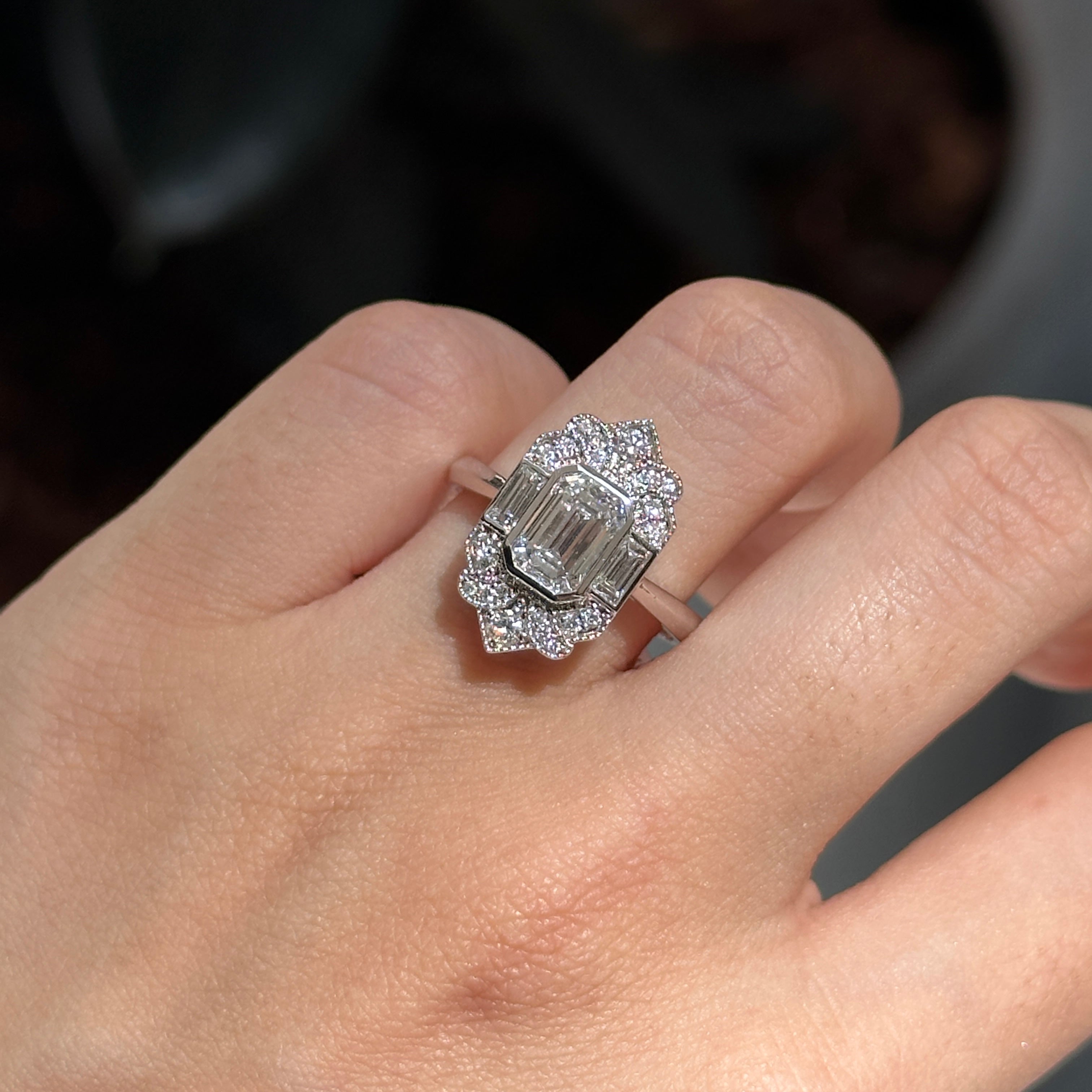 Jackie Lab Diamond Art Deco Ring