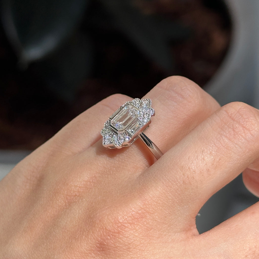 Jackie Lab Diamond Art Deco Ring