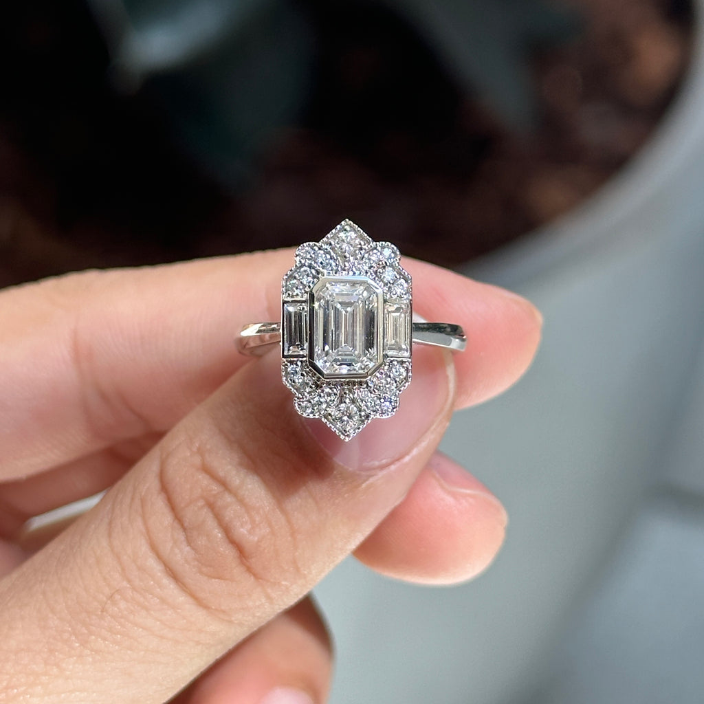 Jackie Lab Diamond Art Deco Ring